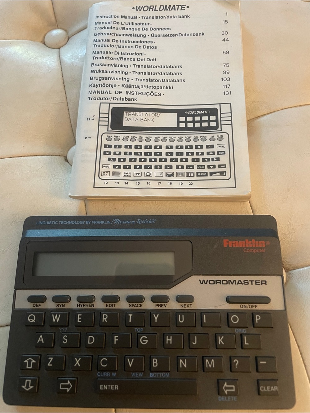 Franklin Wordmaster Electronic Translator - Black tested with manual
